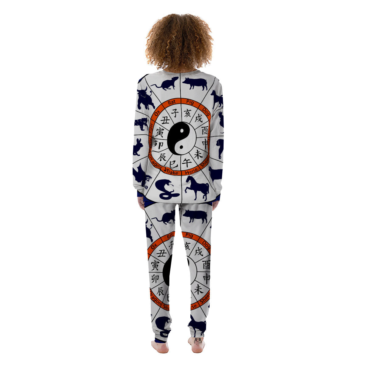 Chinese Zodiac Signs Yin Yang Print Women's Pajamas-grizzshop