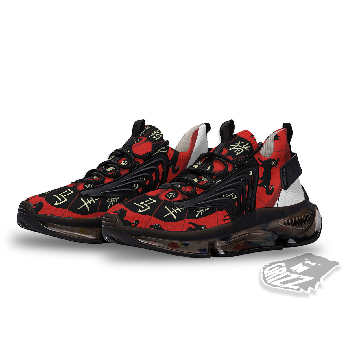 Chinese Zodiac Wheel Yin Yang Print Black Gym Shoes-grizzshop