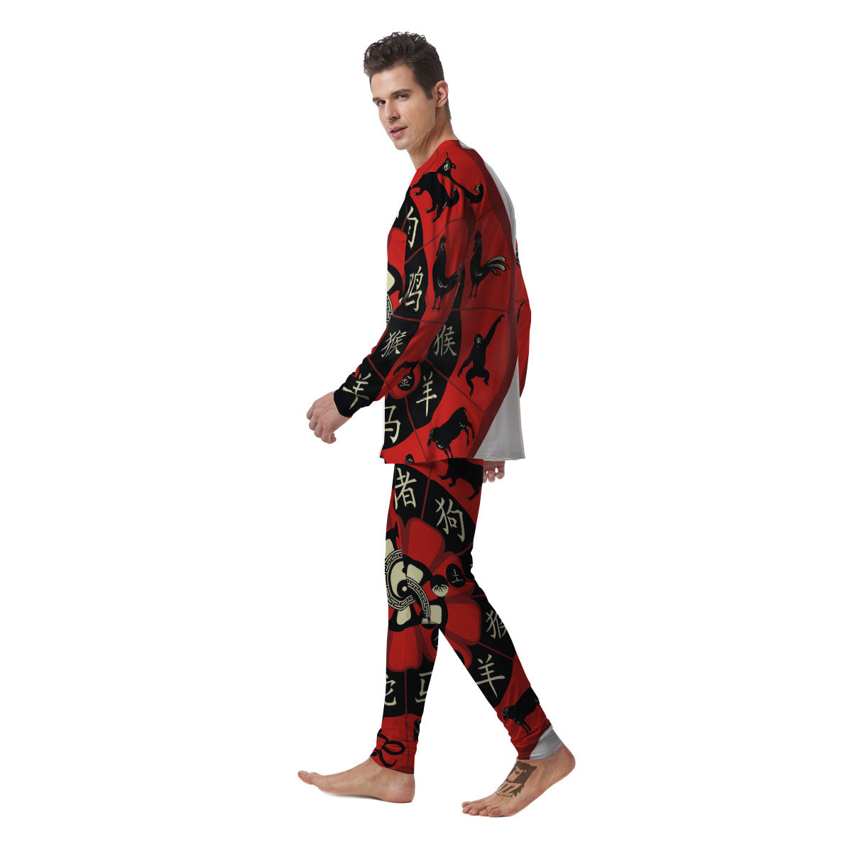 Chinese Zodiac Wheel Yin Yang Print Men's Pajamas-grizzshop