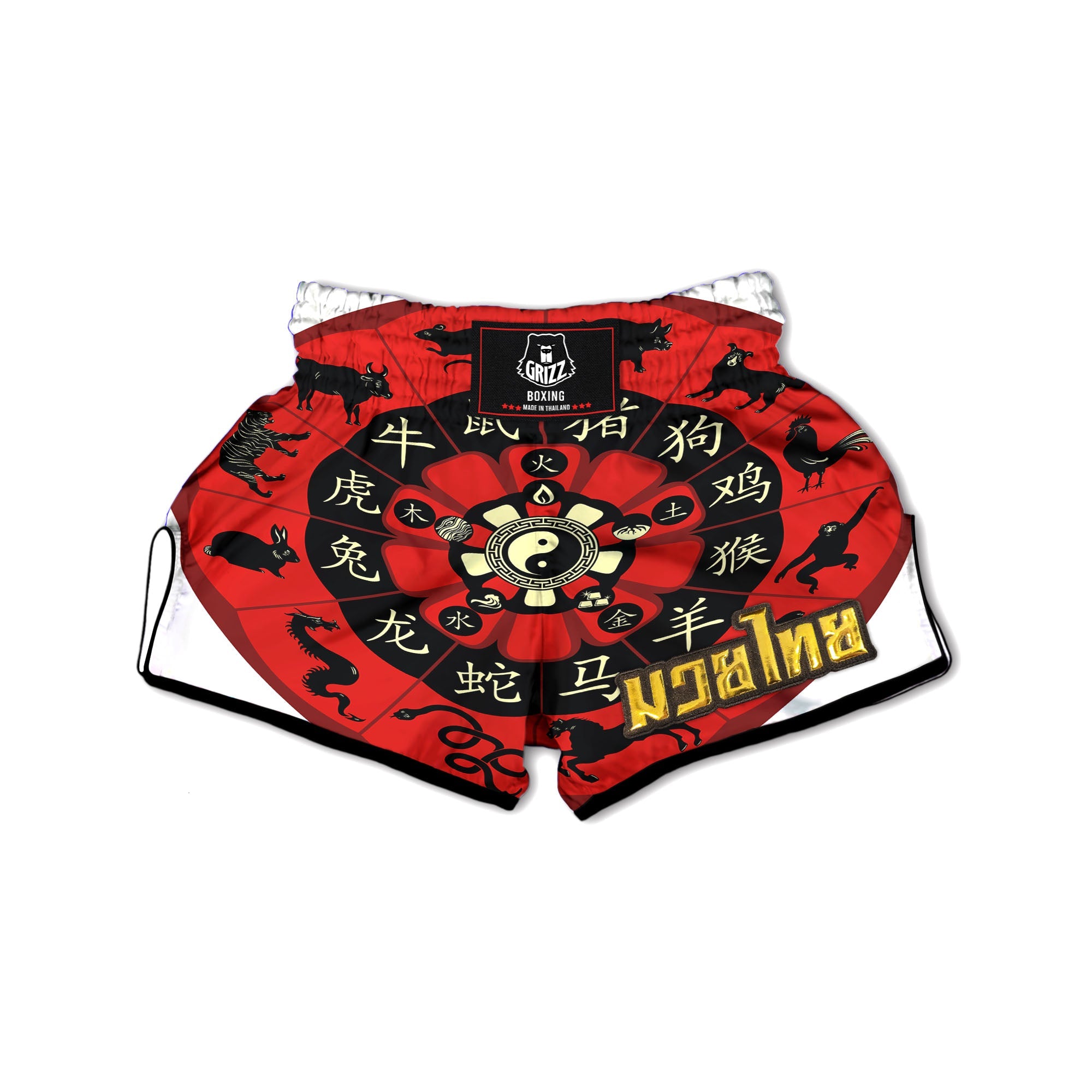 Chinese Zodiac Wheel Yin Yang Print Muay Thai Boxing Shorts-grizzshop