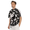 Chinese Zodiac White And Black Print Men's Short Sleeve Shirts-grizzshop