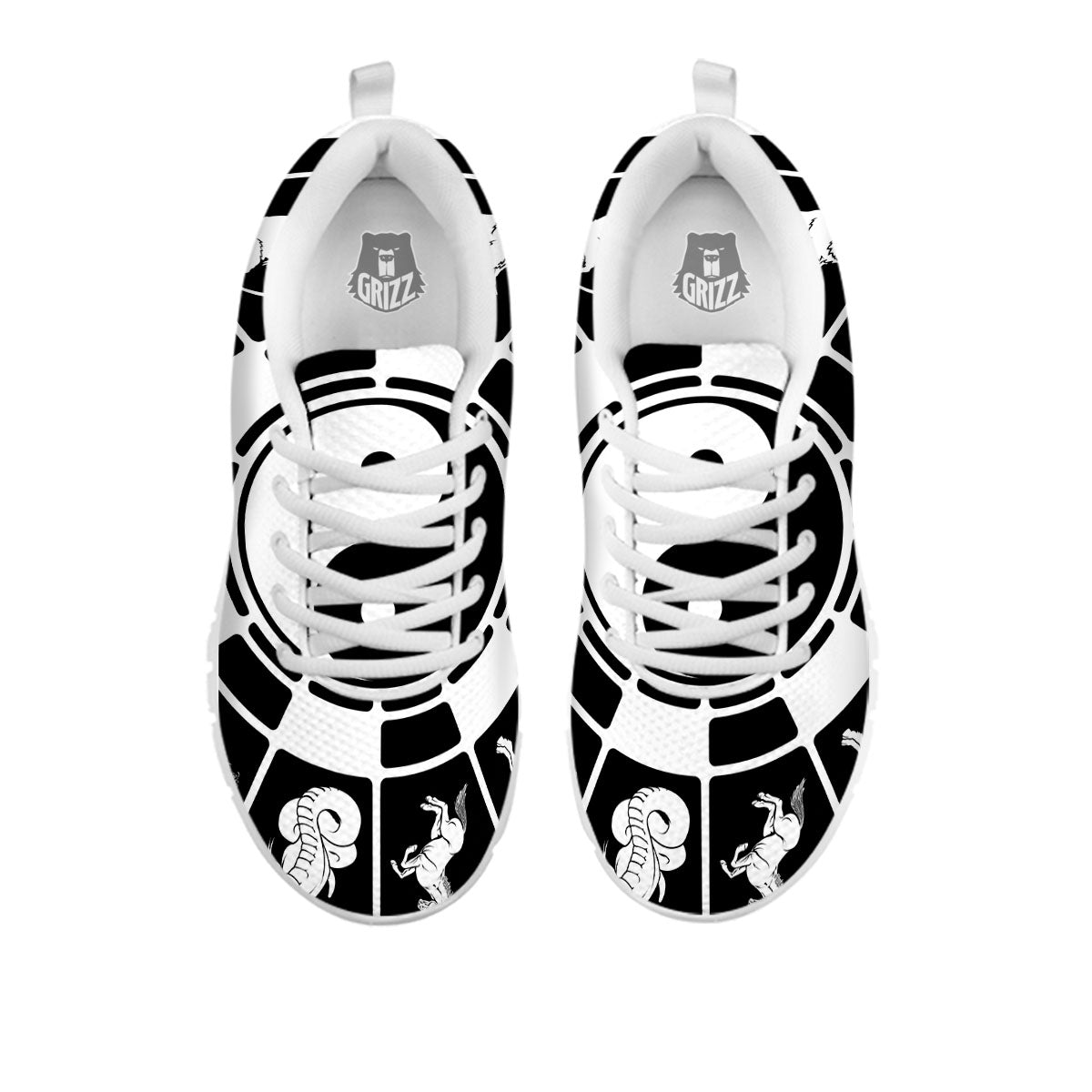 Chinese Zodiac White And Black Print White Sneaker-grizzshop