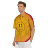 Chinese Zodiac Yellow And Red Print Men's Short Sleeve Shirts-grizzshop