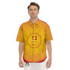 Chinese Zodiac Yellow And Red Print Men's Short Sleeve Shirts-grizzshop