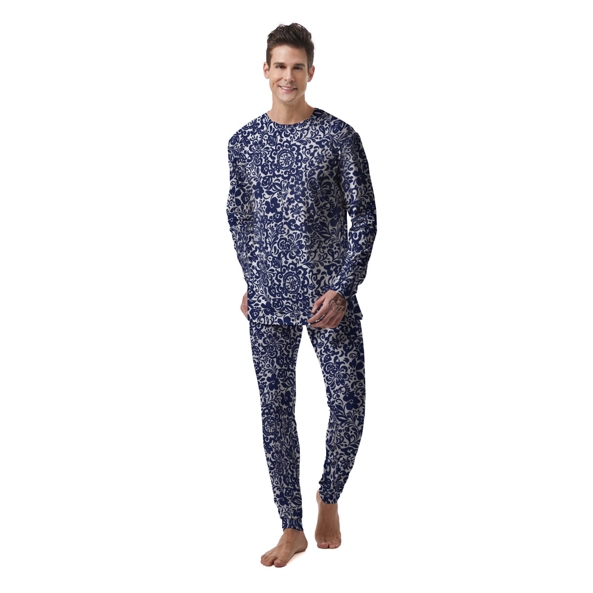 Chintz Floral Print Pattern Men's Pajamas-grizzshop