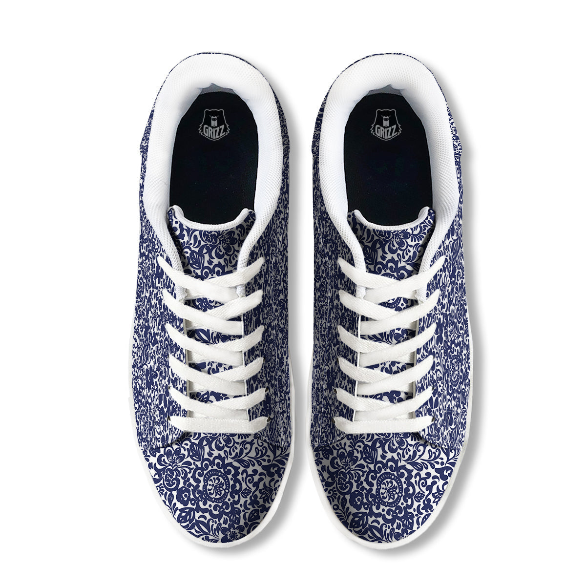 Chintz Floral Print Pattern White Low Top Sneakers-grizzshop