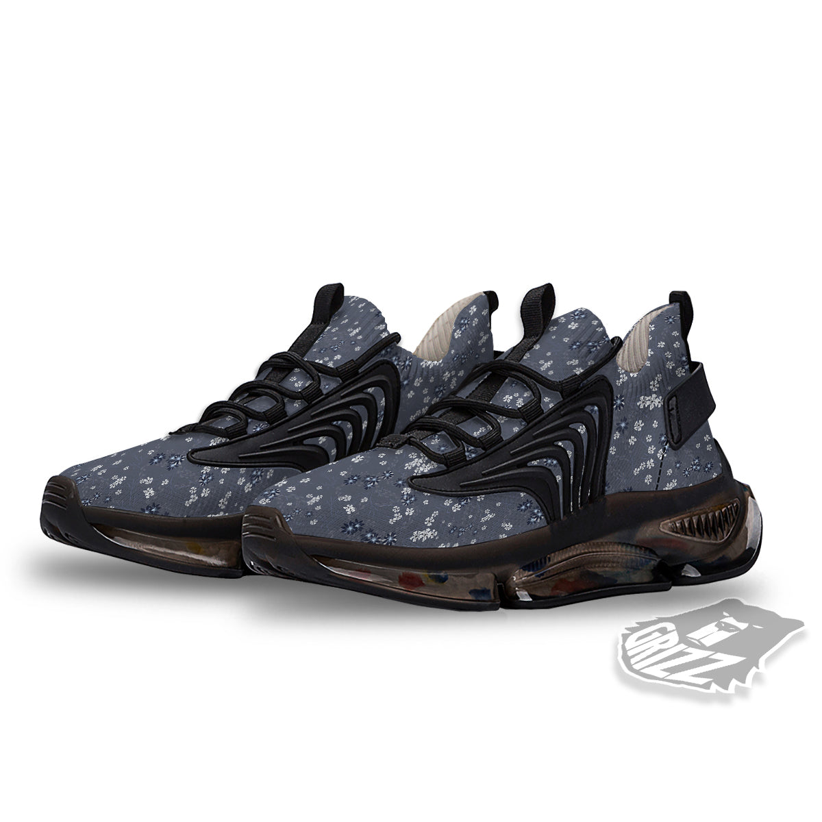 Chintz Floral Vintage Print Pattern Black Gym Shoes-grizzshop