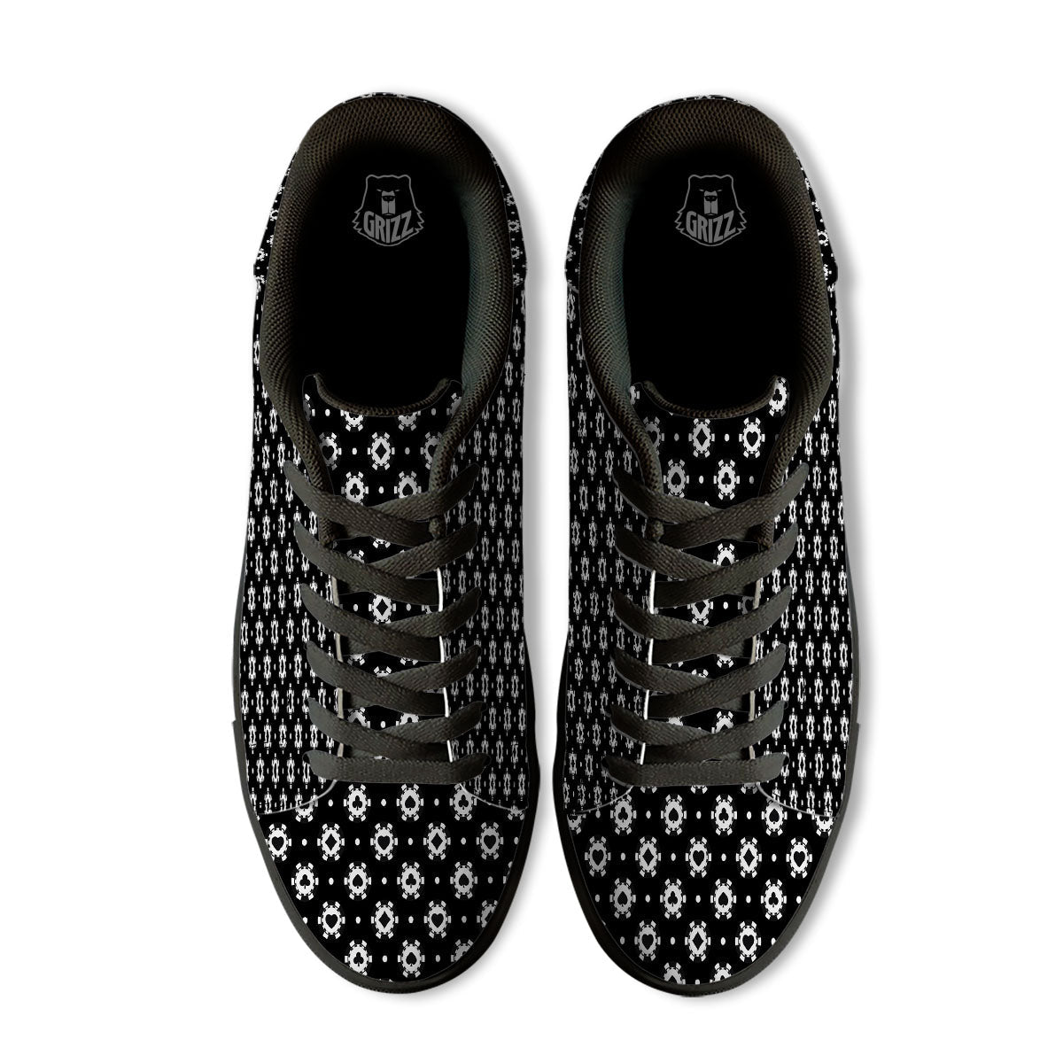 Chip And Casino Print Pattern Black Low Top Sneakers-grizzshop