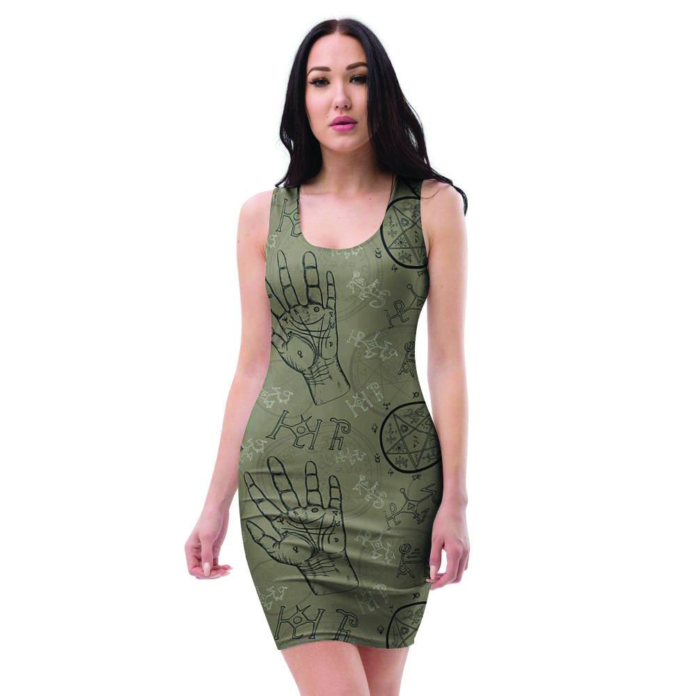 Chiromancy Gothic Witch Bodycon Dress-grizzshop