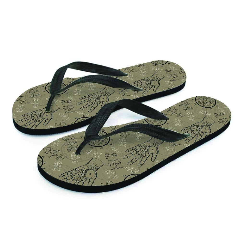 Chiromancy Gothic Witch Men's Flip Flops-grizzshop