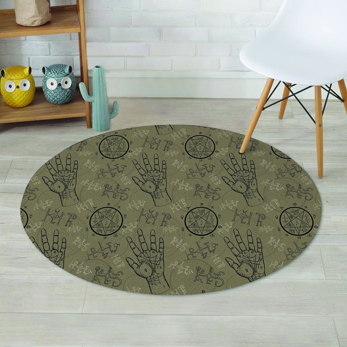 Chiromancy Gothic Witch Round Rug-grizzshop