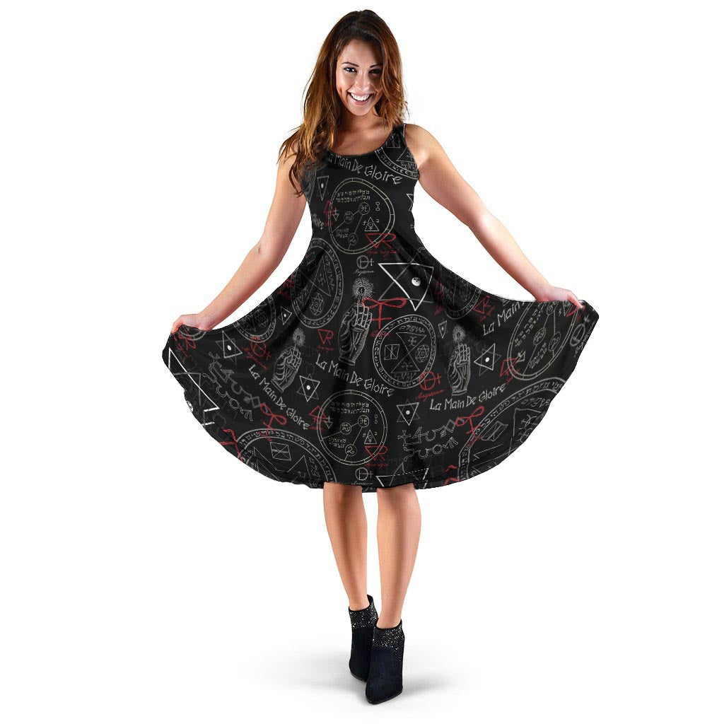 Chiromancy Symbol Gothic Witch Dress-grizzshop