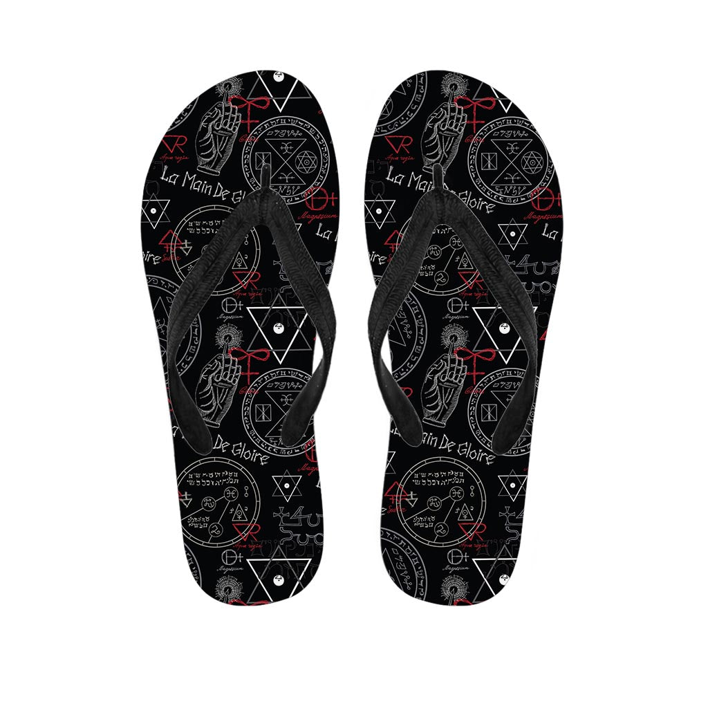 Chiromancy Symbol Gothic Witch Men's Flip Flops-grizzshop