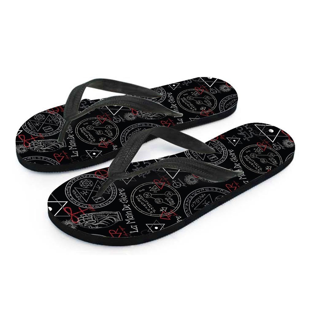 Chiromancy Symbol Gothic Witch Men's Flip Flops-grizzshop