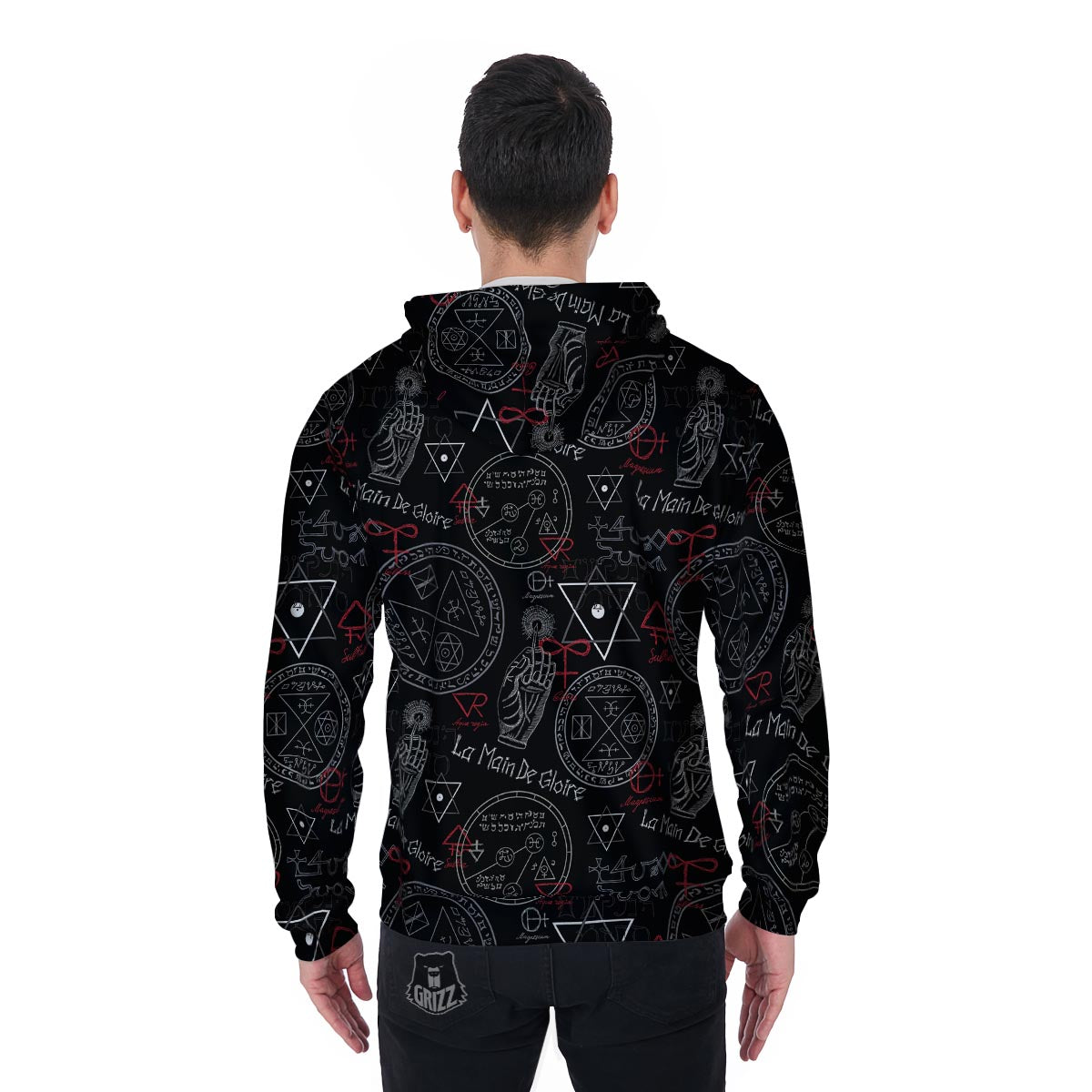 Chiromancy Symbol Gothic Witch Men's Zip Up Hoodie-grizzshop