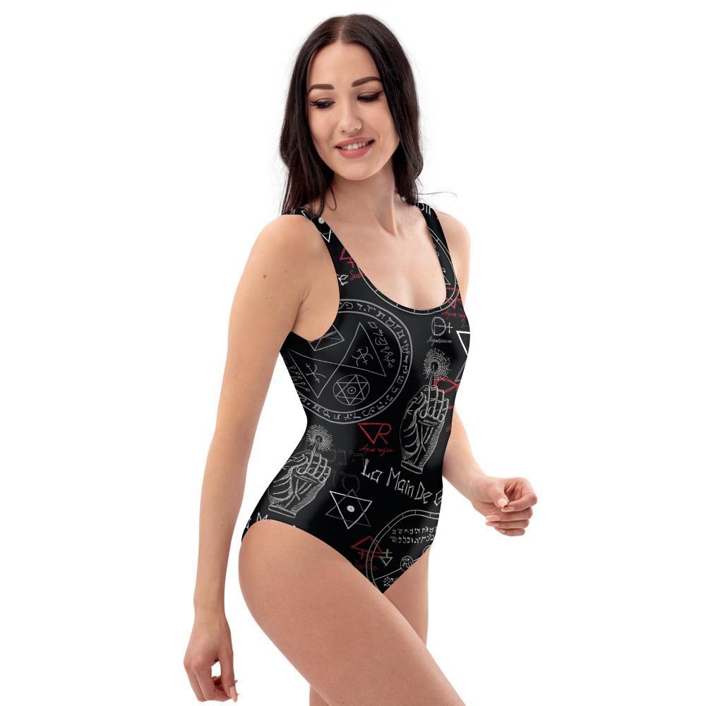 Chiromancy Symbol Gothic Witch One Piece Swimsuite-grizzshop