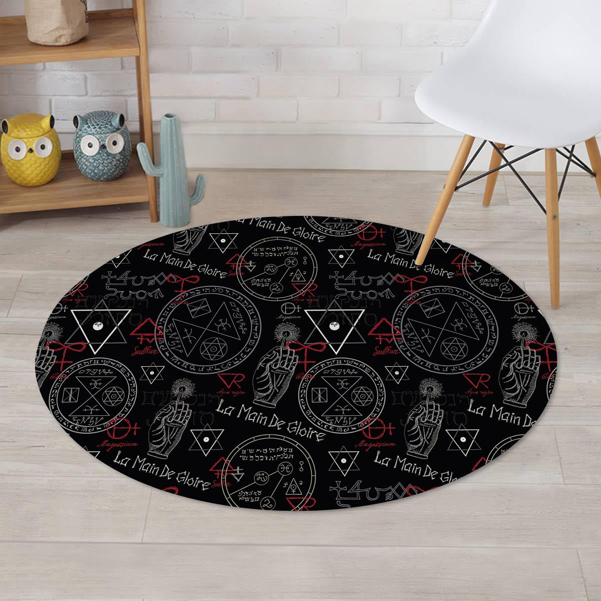 Chiromancy Symbol Gothic Witch Round Rug-grizzshop