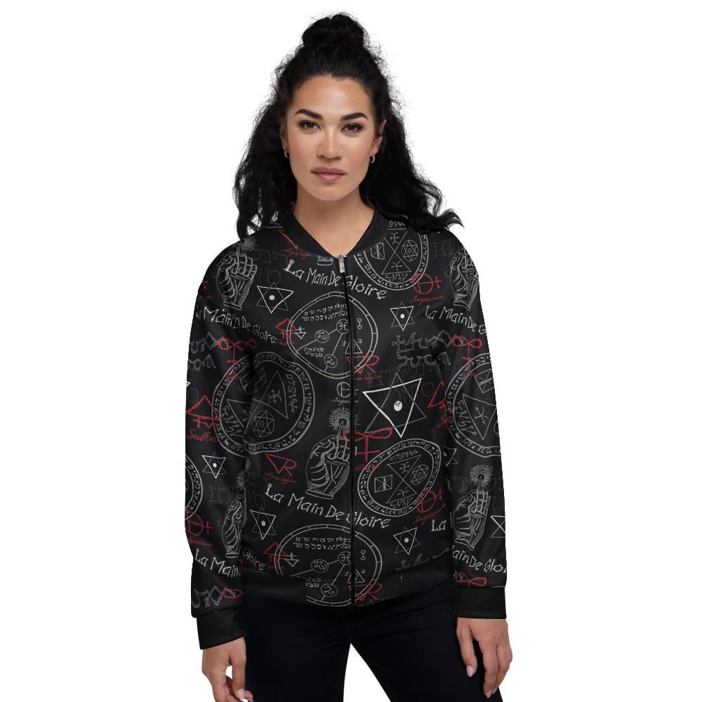 Chiromancy Symbol Gothic Witch Women's Bomber Jacket-grizzshop