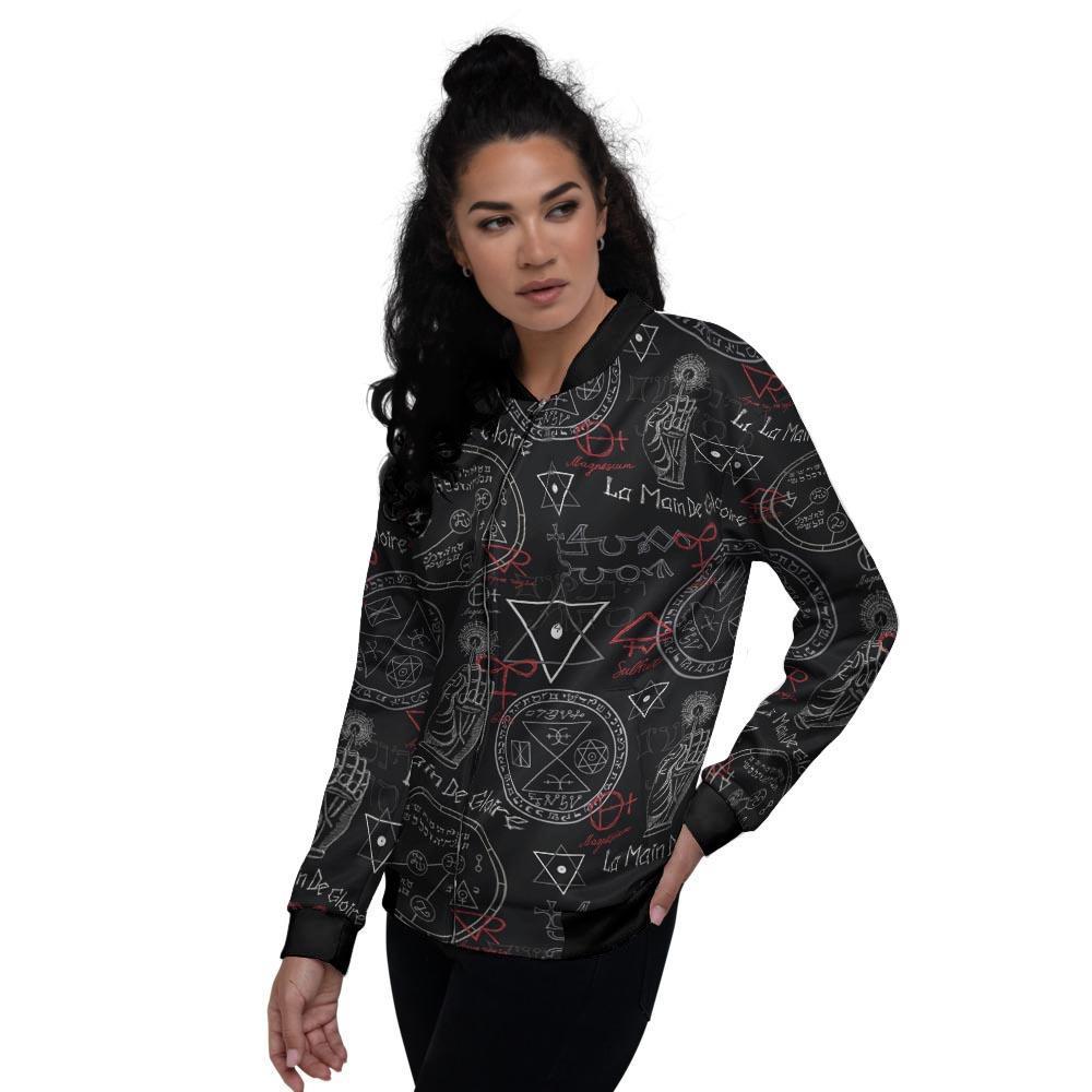 Chiromancy Symbol Gothic Witch Women's Bomber Jacket-grizzshop