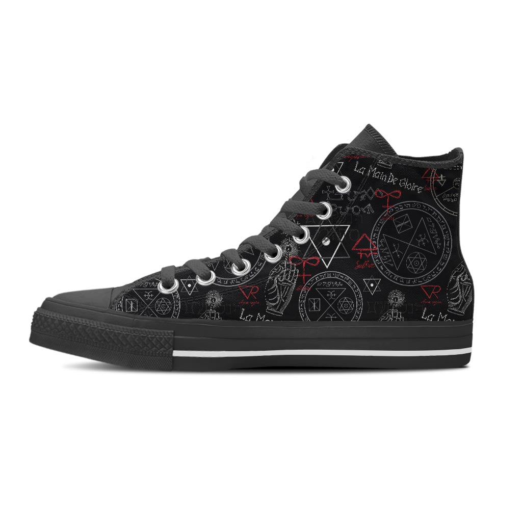 Chiromancy Symbol Gothic Witch Women's High Top Shoes-grizzshop