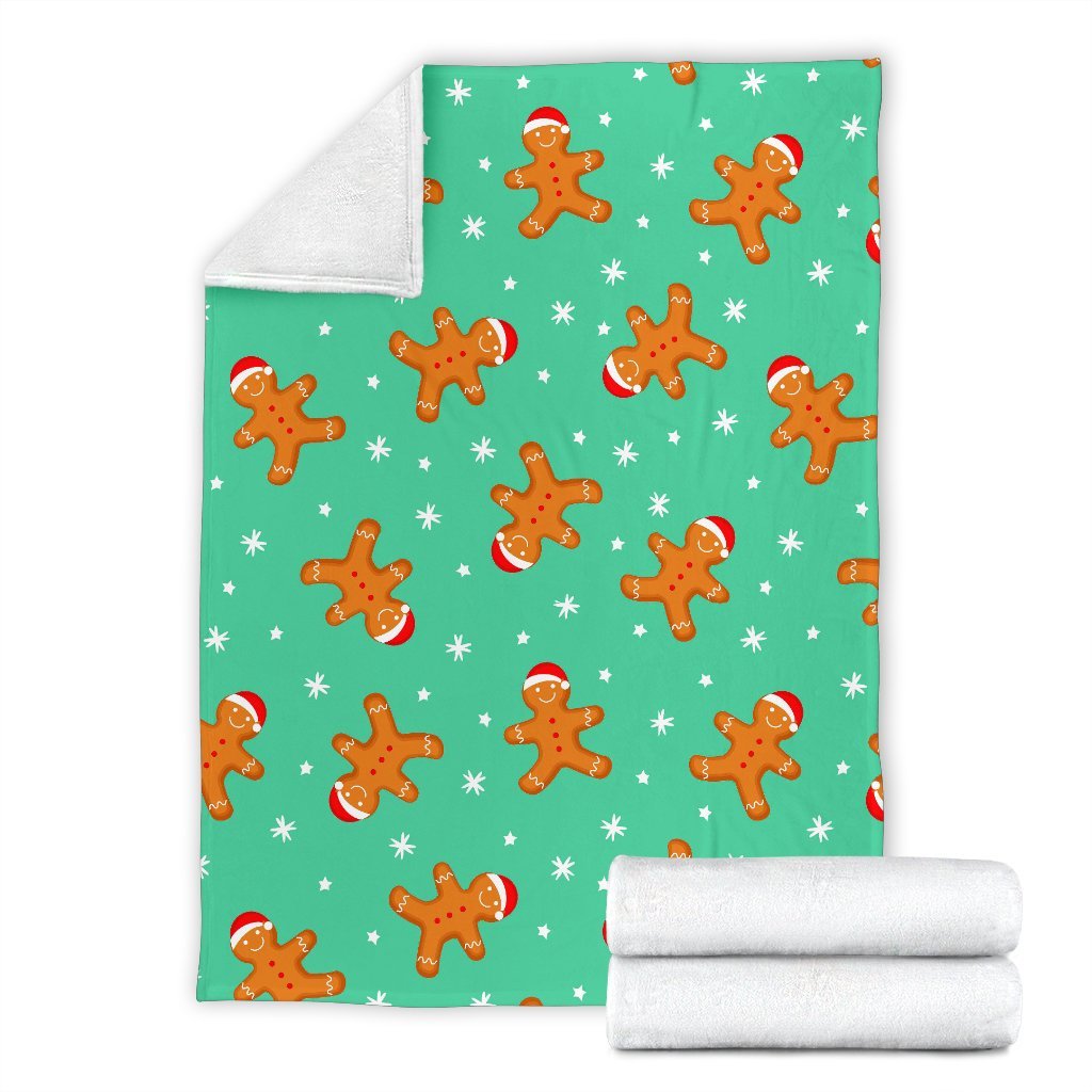 Chirstmas Gingerbread Man Pattern Print Blanket-grizzshop