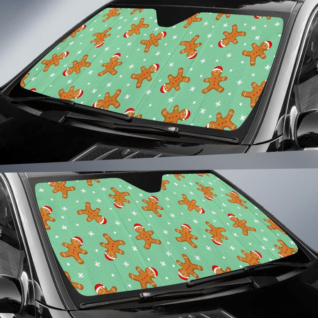 Chirstmas Gingerbread Man Pattern Print Car Sun Shade-grizzshop