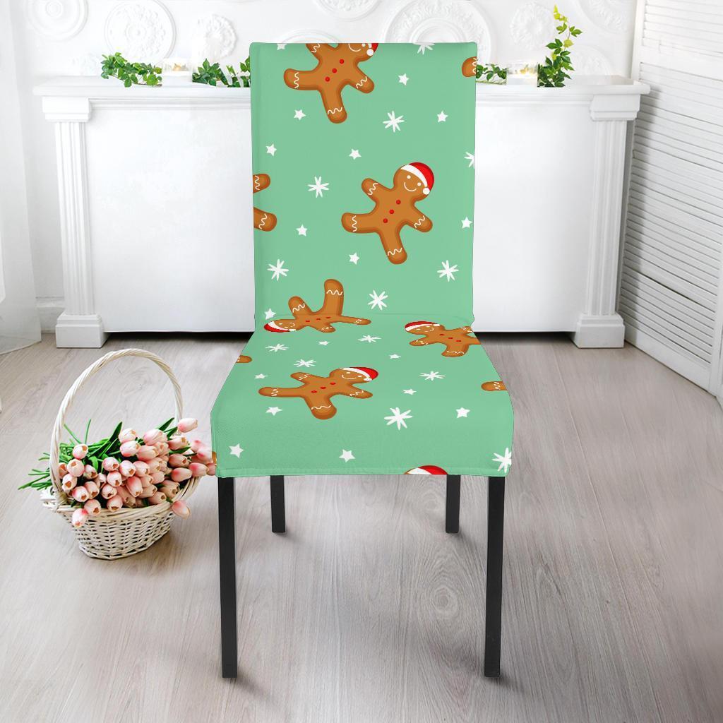 Chirstmas Gingerbread Man Pattern Print Chair Cover-grizzshop