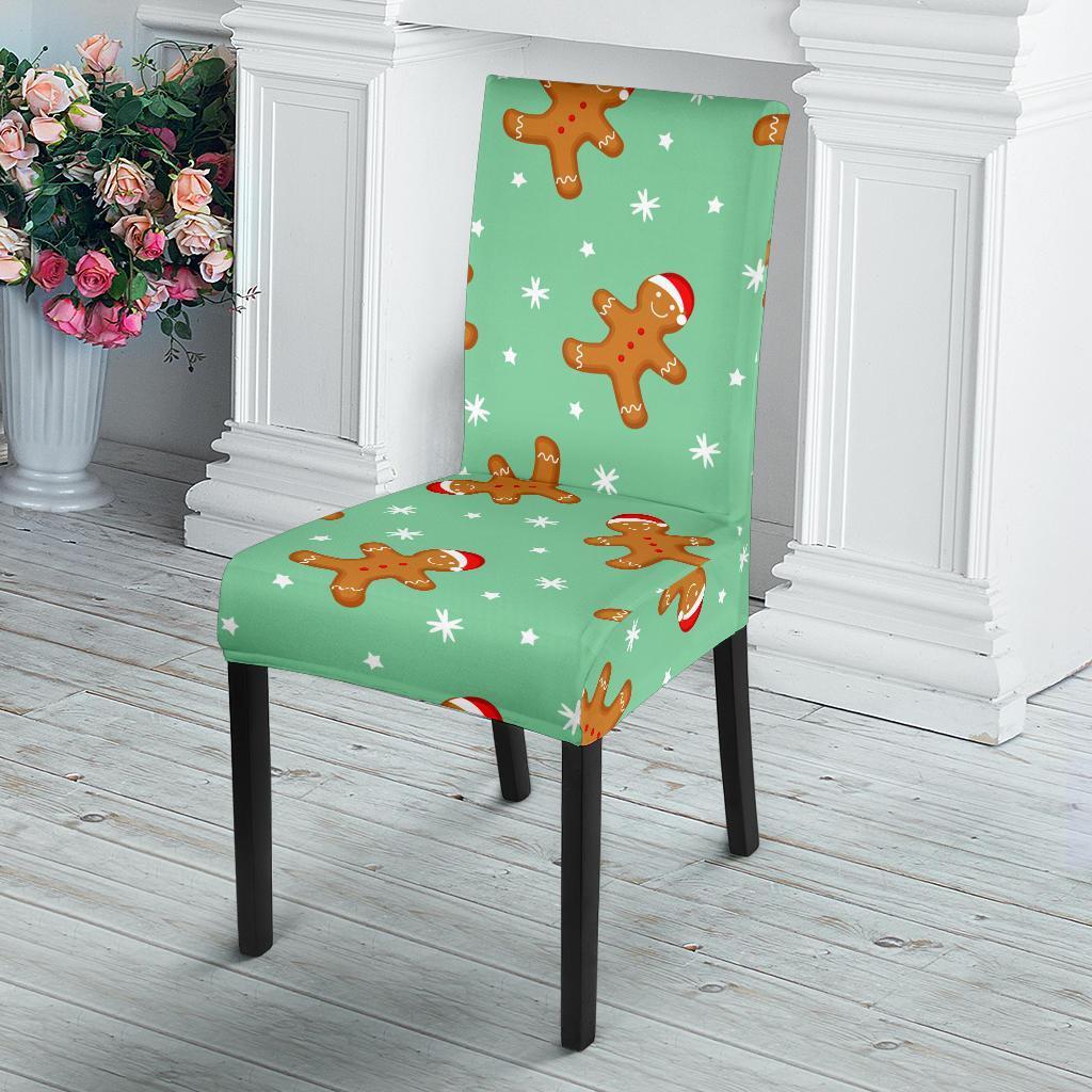 Chirstmas Gingerbread Man Pattern Print Chair Cover-grizzshop