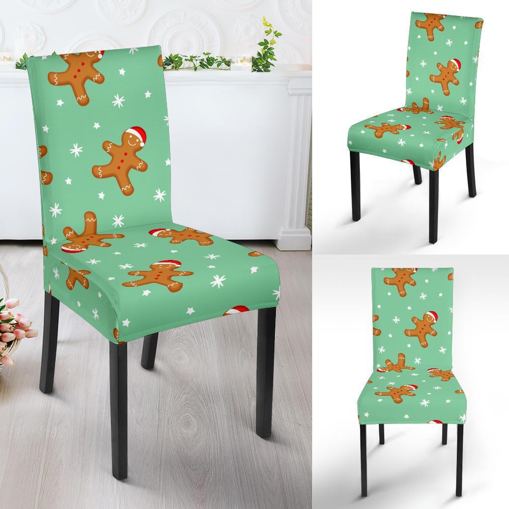 Chirstmas Gingerbread Man Pattern Print Chair Cover-grizzshop