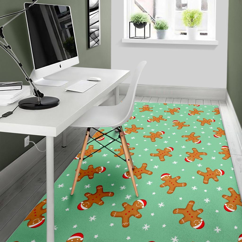 Chirstmas Gingerbread Man Pattern Print Floor Mat-grizzshop