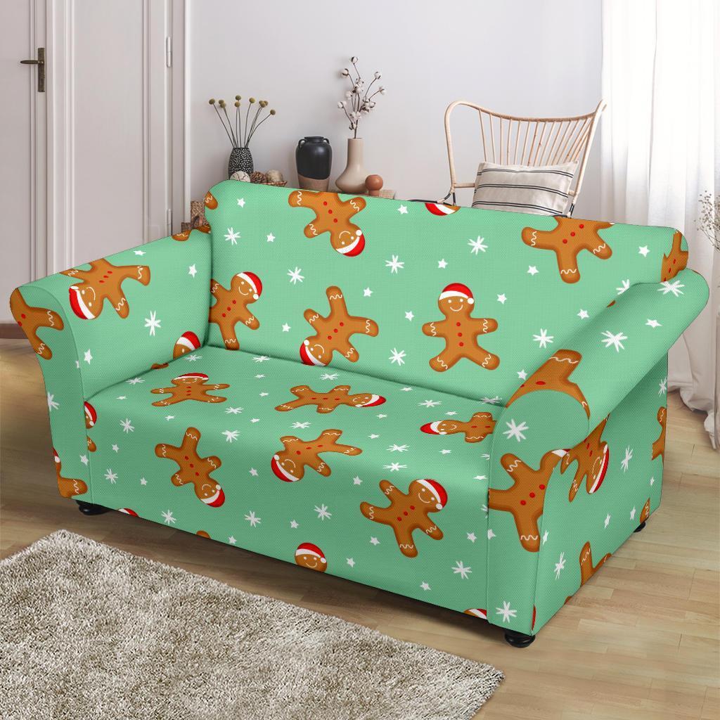 Chirstmas Gingerbread Man Pattern Print Loveseat Cover-grizzshop