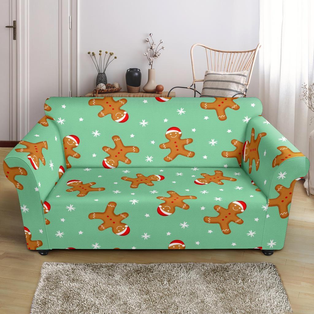 Chirstmas Gingerbread Man Pattern Print Loveseat Cover-grizzshop