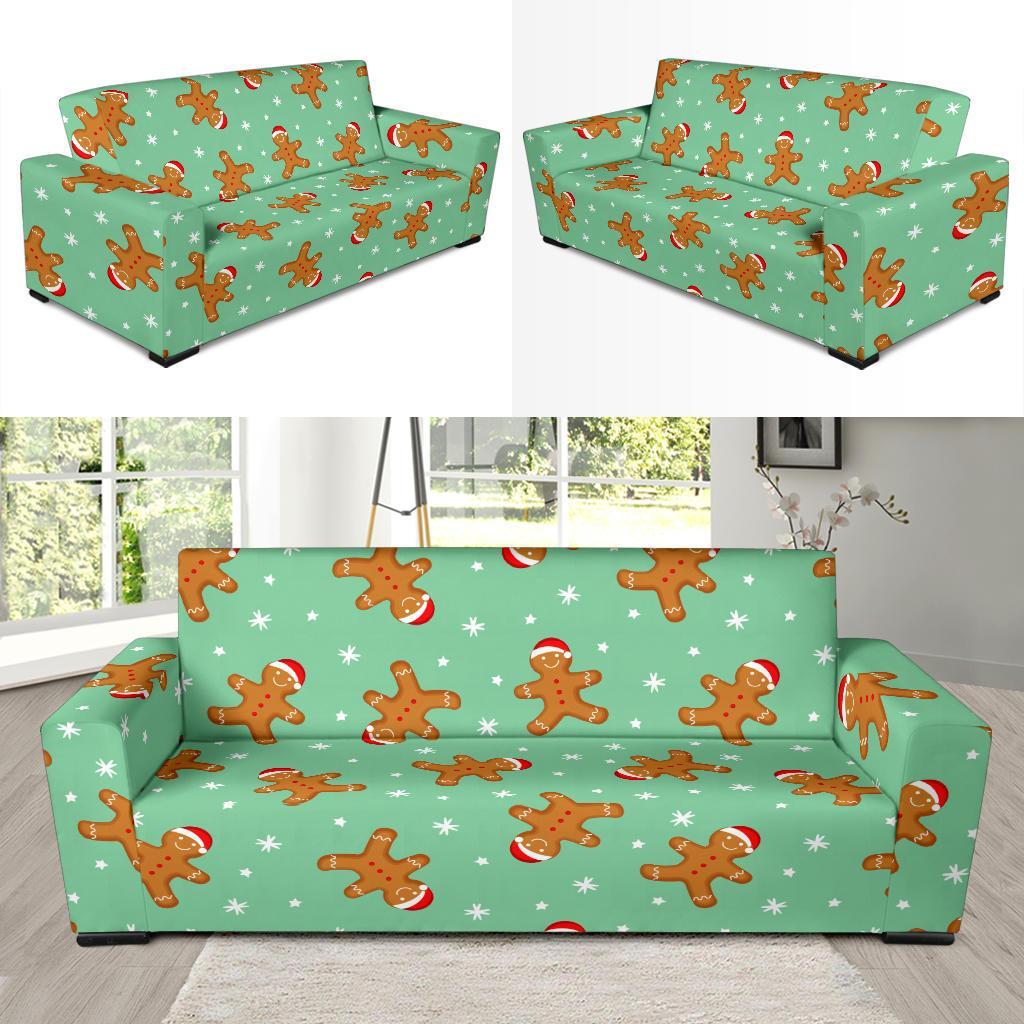 Chirstmas Gingerbread Man Pattern Print Sofa Covers-grizzshop