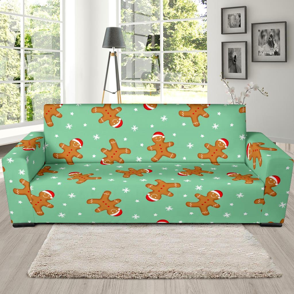 Chirstmas Gingerbread Man Pattern Print Sofa Covers-grizzshop