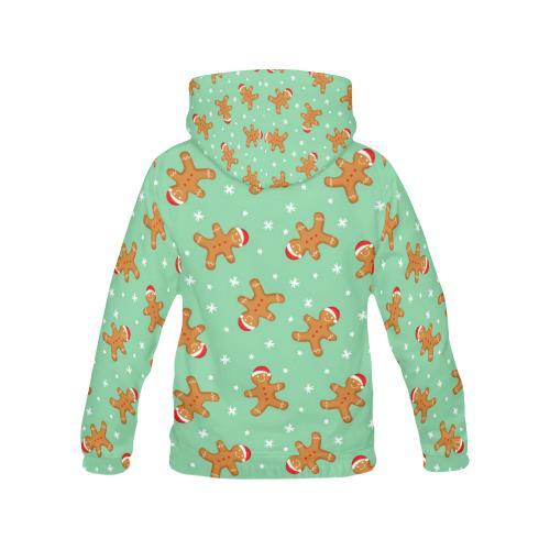 Chirstmas Gingerbread Man Pattern Print Women Pullover Hoodie-grizzshop