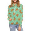 Chirstmas Gingerbread Man Pattern Print Women Pullover Hoodie-grizzshop