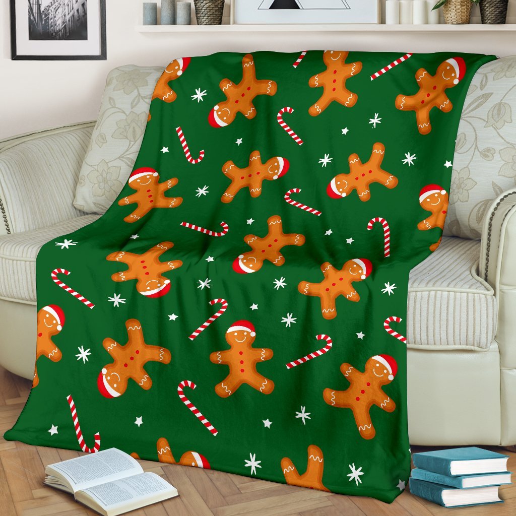 Chirstmas Gingerbread Man Print Pattern Blanket-grizzshop