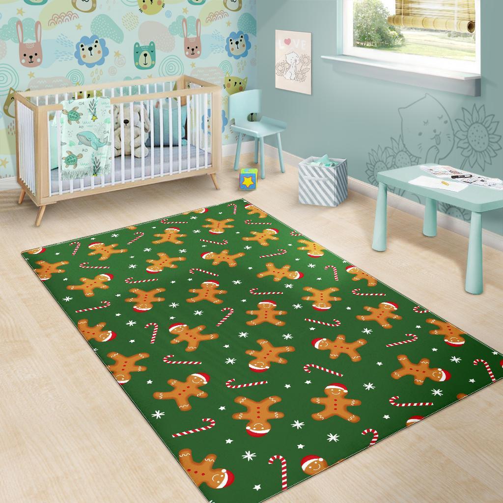 Chirstmas Gingerbread Man Print Pattern Floor Mat-grizzshop