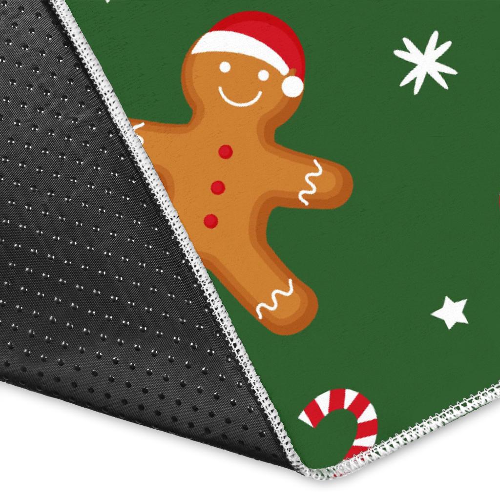 Chirstmas Gingerbread Man Print Pattern Floor Mat-grizzshop