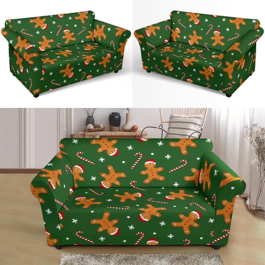 Chirstmas Gingerbread Man Print Pattern Loveseat Cover-grizzshop