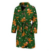 Chirstmas Gingerbread Man Print Pattern Men Long Robe-grizzshop