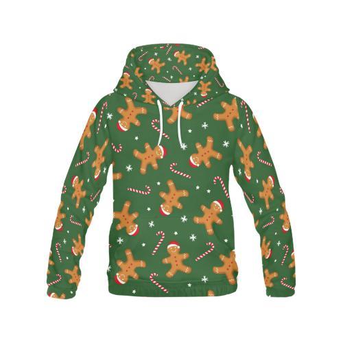 Chirstmas Gingerbread Man Print Pattern Men Pullover Hoodie-grizzshop