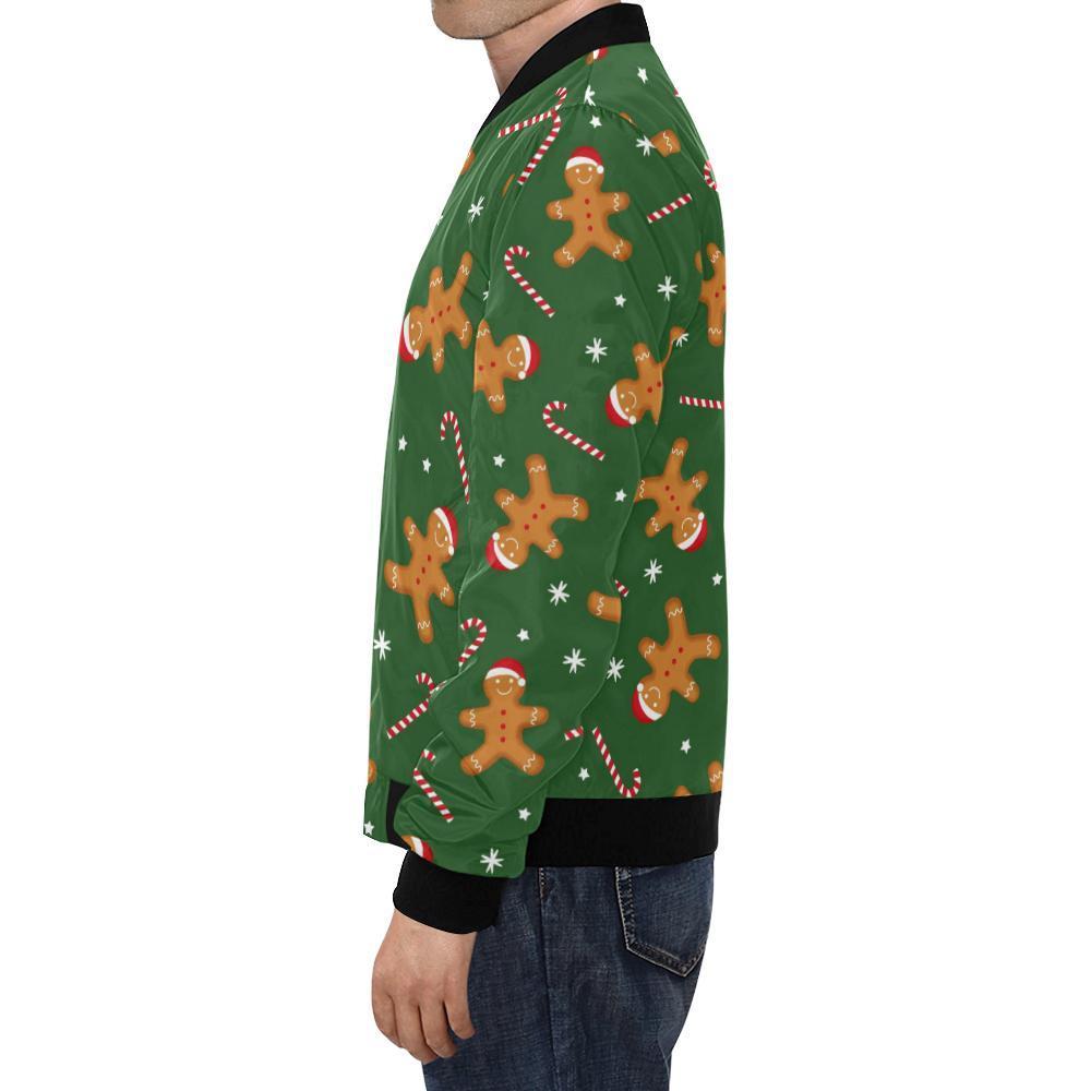 Chirstmas Gingerbread Man Print Pattern Men's Bomber Jacket-grizzshop