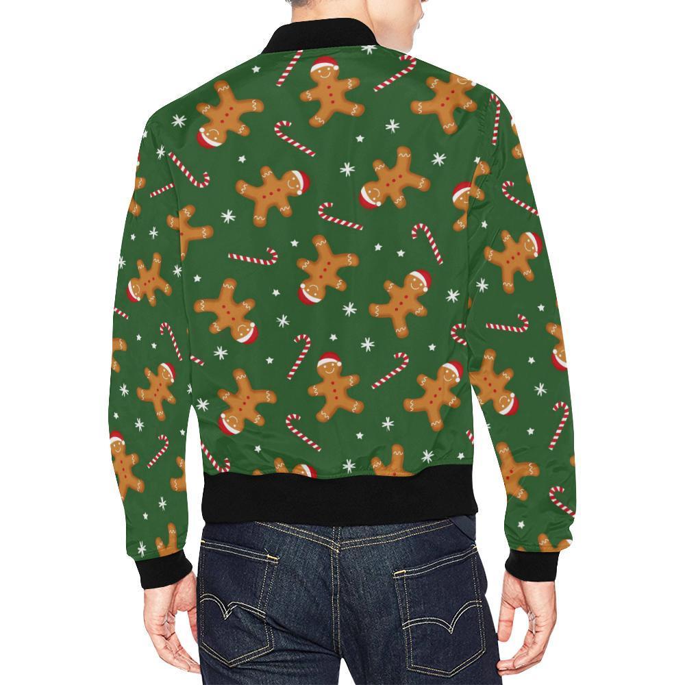 Chirstmas Gingerbread Man Print Pattern Men's Bomber Jacket-grizzshop