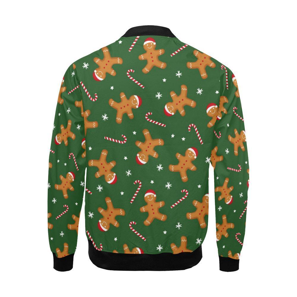 Chirstmas Gingerbread Man Print Pattern Men's Bomber Jacket-grizzshop