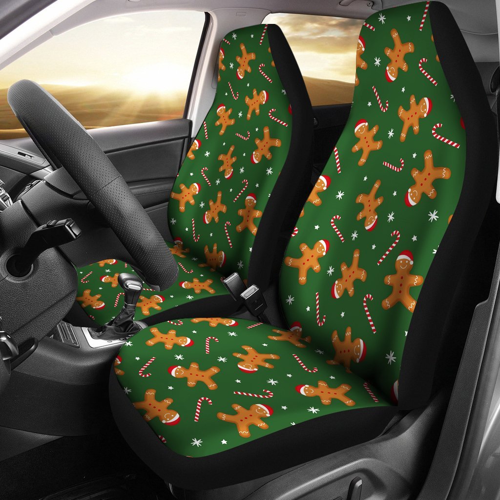 Chirstmas Gingerbread Man Print Pattern Universal Fit Car Seat Cover-grizzshop