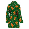 Chirstmas Gingerbread Man Print Pattern Women Long Robe-grizzshop