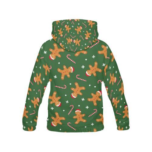 Chirstmas Gingerbread Man Print Pattern Women Pullover Hoodie-grizzshop