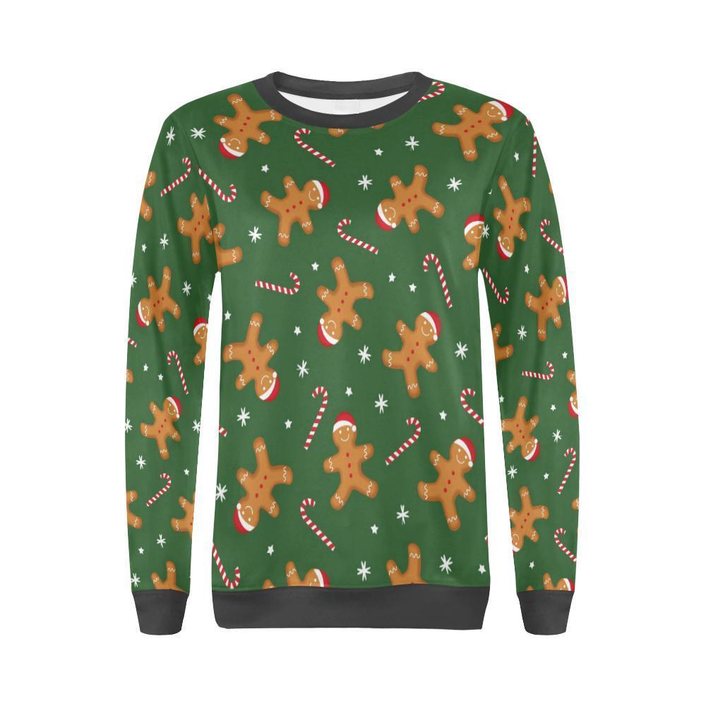 Chirstmas Gingerbread Man Print Pattern Women's Sweatshirt-grizzshop