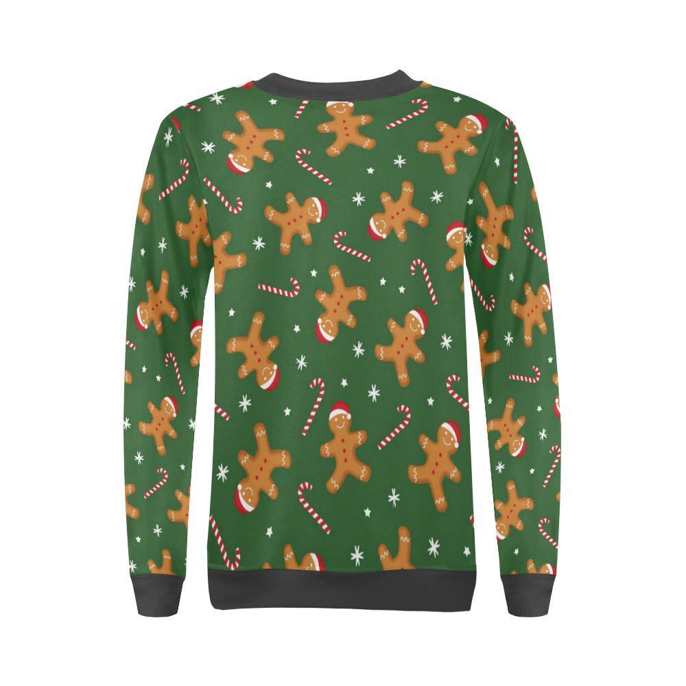 Chirstmas Gingerbread Man Print Pattern Women's Sweatshirt-grizzshop